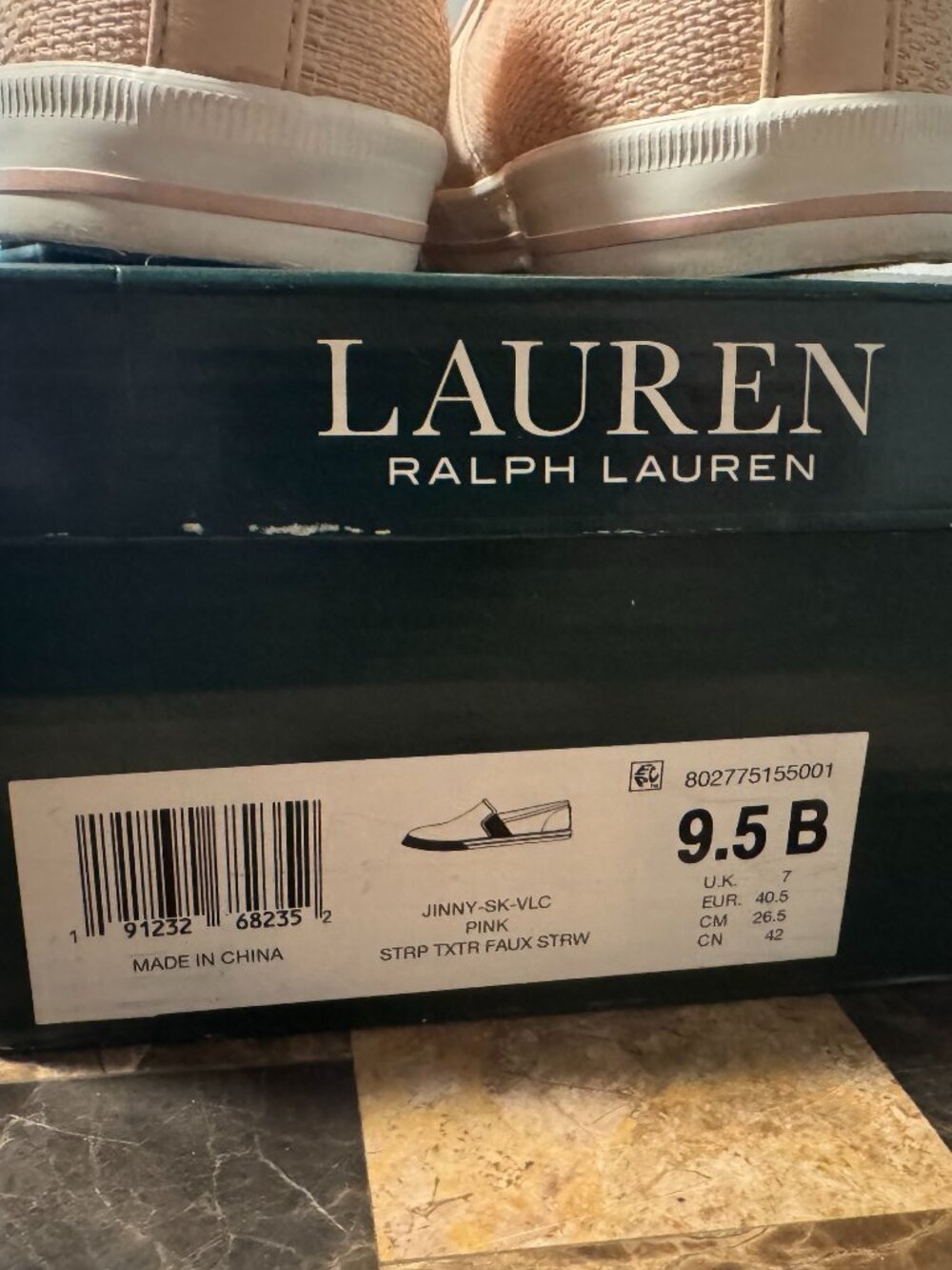 Lauren Ralph Lauren Pink Faux Straw Slip-On Shoes Size 9.5B